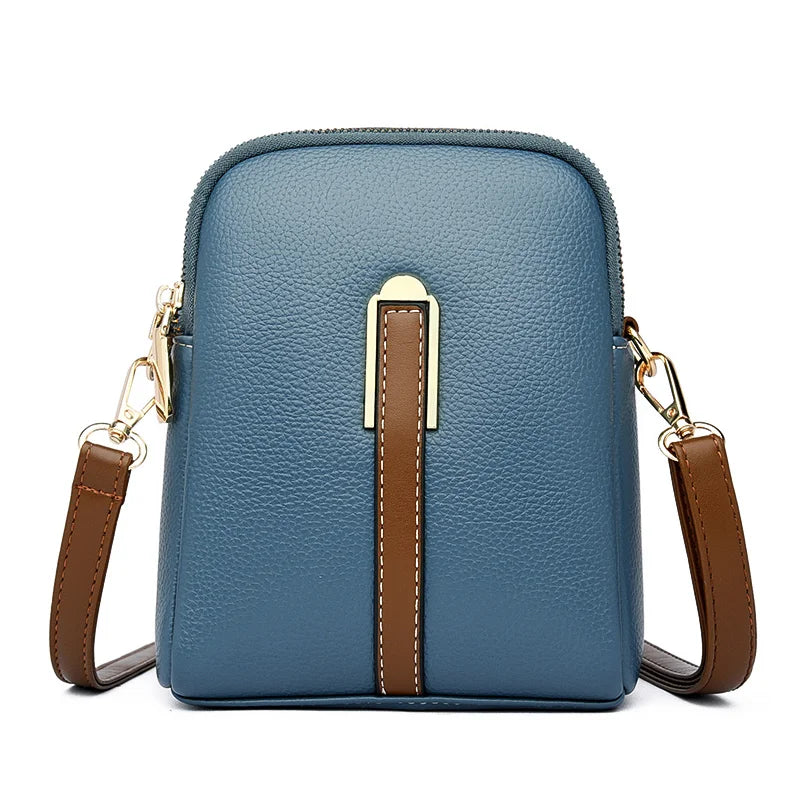 Bolsa Transversal Feminina Pequena Aurora, bolsa azul, bolsa de couro, bolsa casual, bolsa elegante, bolsa feminina, bolsa pequena, bolsa minimalista - lojamillani