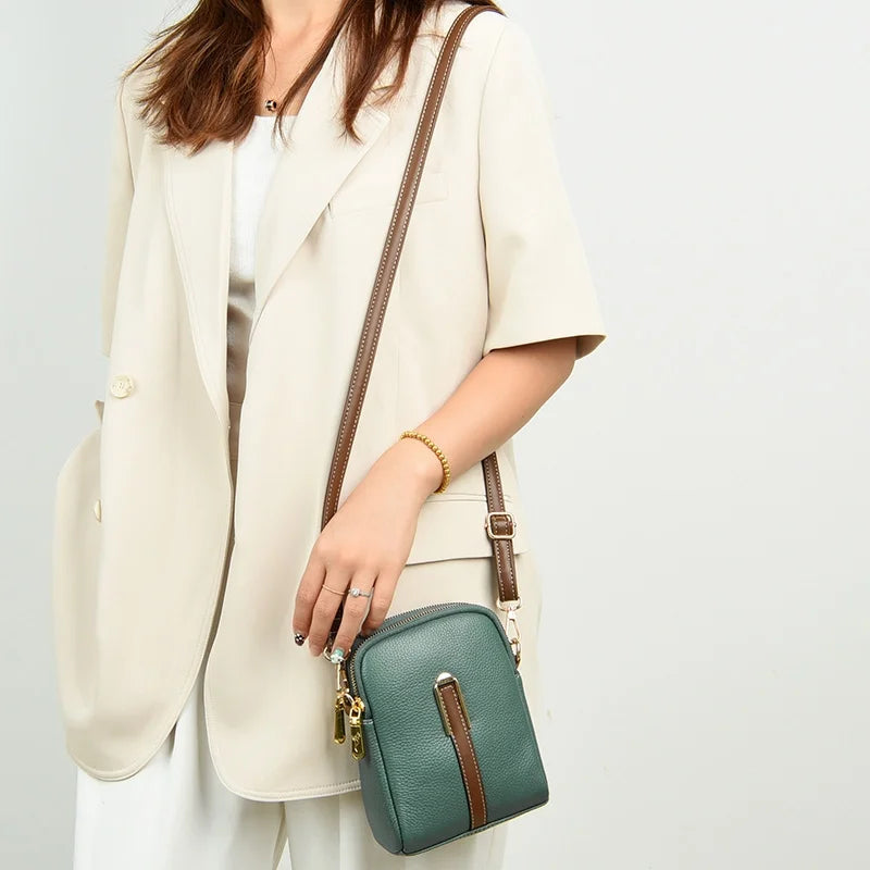 Bolsa Transversal Feminina Pequena Aurora, bolsa verde, bolsa de couro, bolsa casual, bolsa elegante, bolsa feminina, bolsa pequena, bolsa minimalista - lojamillani