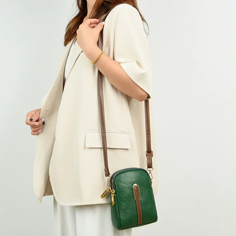 Bolsa Transversal Feminina Pequena Aurora, bolsa verde, bolsa de couro, bolsa casual, bolsa elegante, bolsa feminina, bolsa pequena, bolsa minimalista - lojamillani