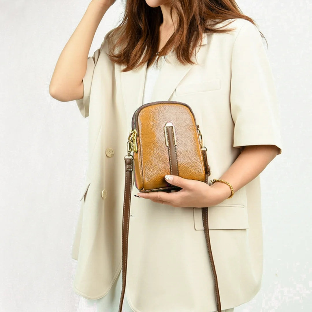 Bolsa Transversal Feminina Pequena Aurora, bolsa caramelo, bolsa de couro, bolsa casual, bolsa elegante, bolsa feminina, bolsa pequena, bolsa minimalista - lojamillani