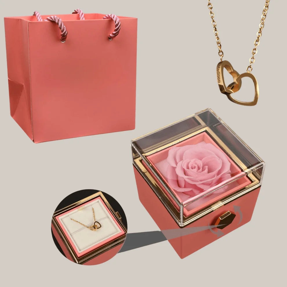 Colar com Nome Personalizado em Caixa com Rosa – Presente Feminino