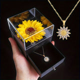 Colar de Girassol Feminino com Caixa Exclusiva e Flor Especial