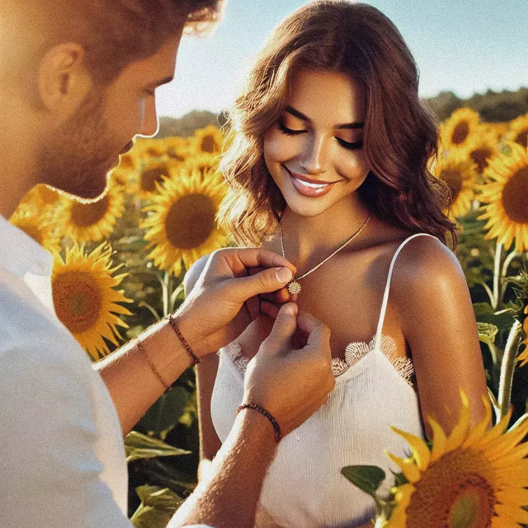 Colar de Girassol Giratório Antiestresse Emotion, Colar Dourado, Colar de Girassol Dourado, Colar Girassol, Colar Giratório, Colar Antiestresse - lojamillani