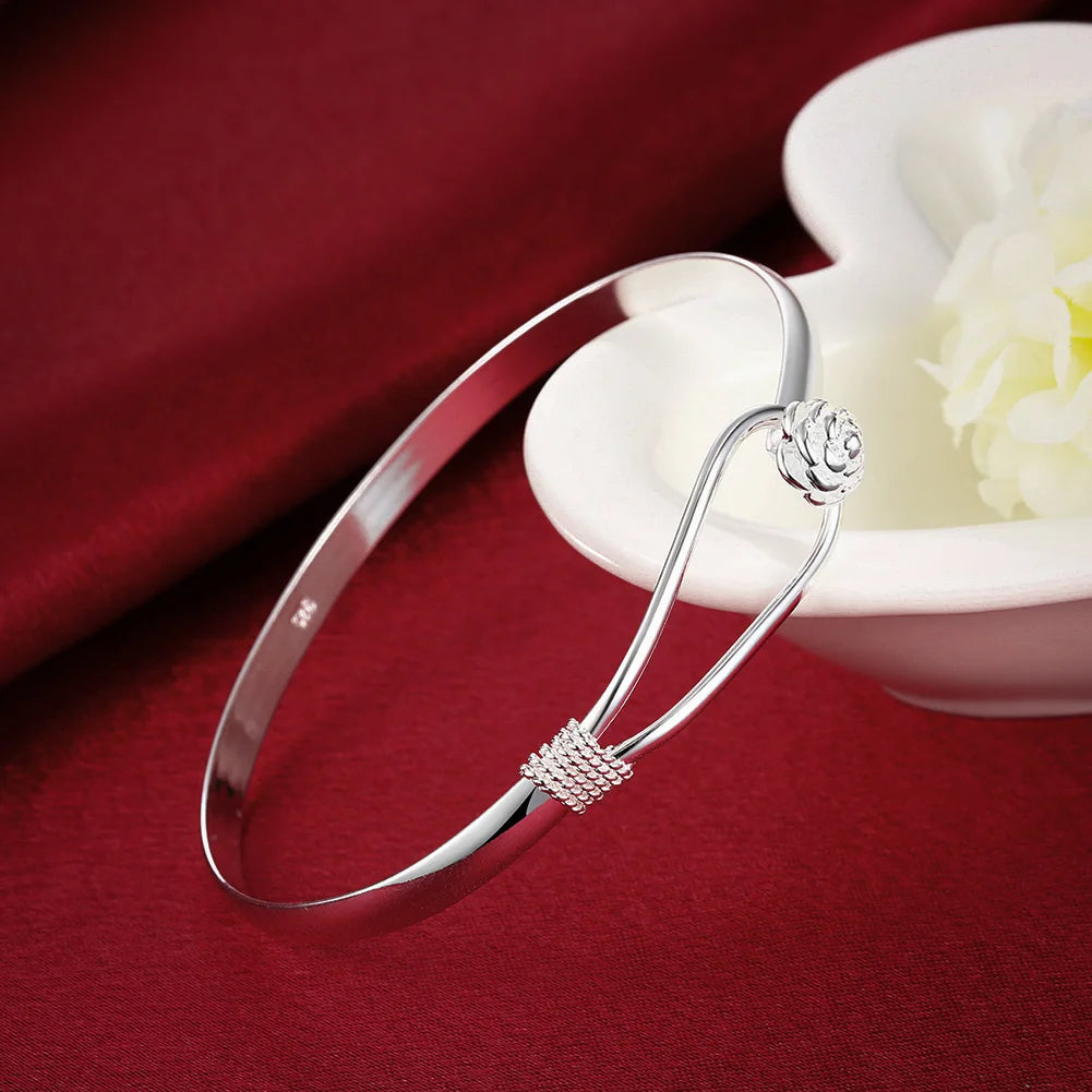 Conjunto Feminino de Prata 925 Rosa Eterna, conjunto prata 925, colar prata 925, pulseira prata 925, brinco prata 925, conjunto feminino prata 925, acessórios de prata - lojamillani