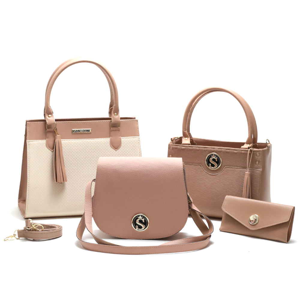 Kit de Bolsas Femininas Elegantes Santorini, bolsa nude, kit bolsas, bolsa transversal, bolsa de ombro, bolsa de mão, bolsa com alça removível, bolsa elegante, bolsa santorini - lojamillani