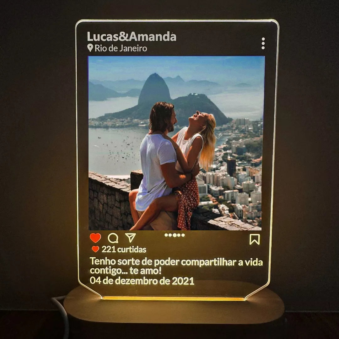 Luminária de Casal Decorativa Personalizada com Foto LoveLight, Luminária com Foto, Luminária Personalizada, Luminária Personalizada com Foto, Luminária com Imagem - lojamillani