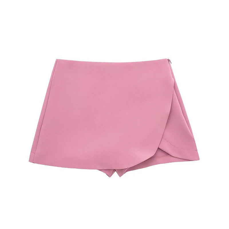 Short Saia Curto Feminino Alfaiataria Summer, short saia rosa, shorts saia envelope, short saia transpassado, short saia curto, short saia alfaiataria - lojamillani