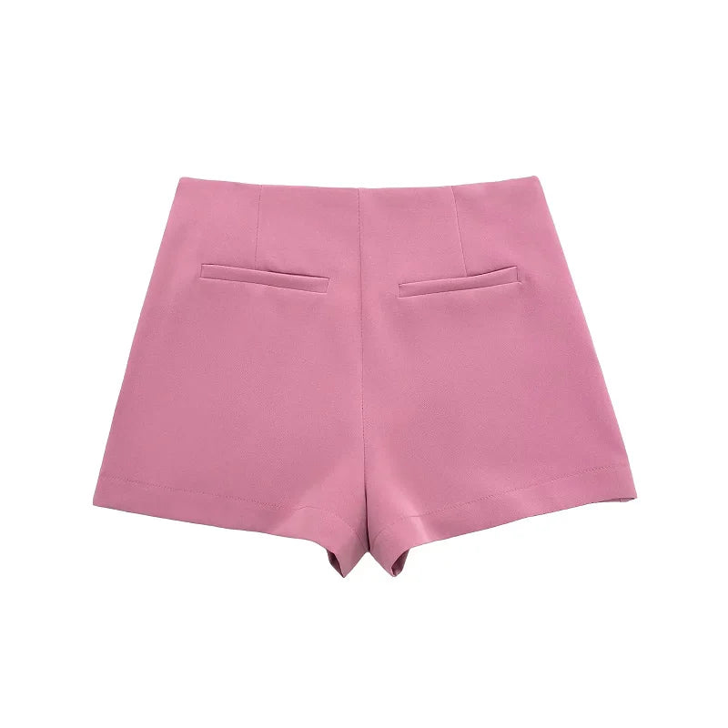 Short Saia Curto Feminino Alfaiataria Summer, short saia rosa, shorts saia envelope, short saia transpassado, short saia curto, short saia alfaiataria - lojamillani