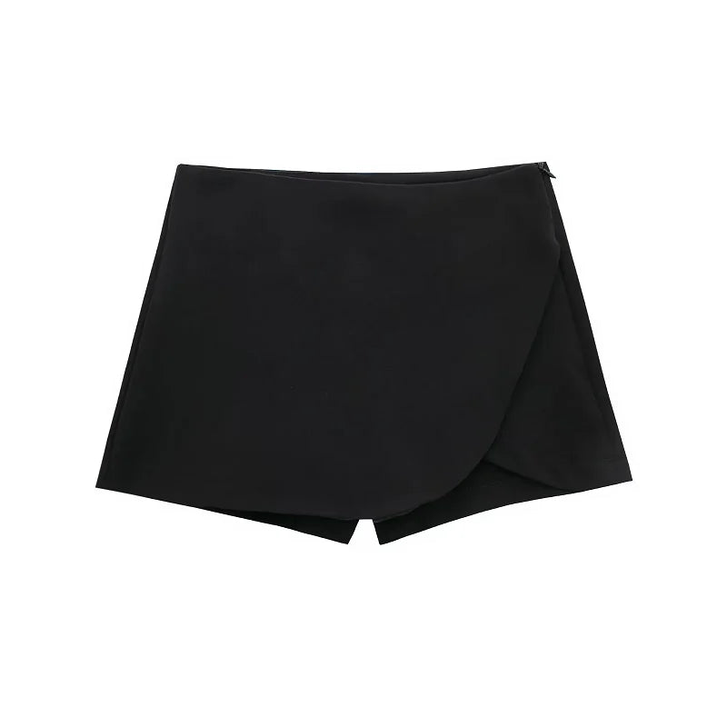 Short Saia Curto Feminino Alfaiataria Summer, short saia preta, shorts saia envelope, short saia transpassado, short saia curto, short saia alfaiataria - lojamillani
