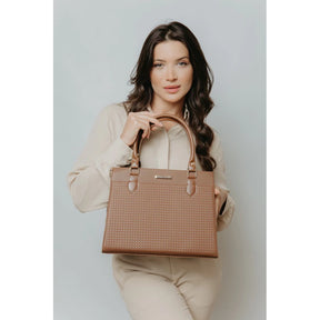 Bolsa Tote Grande Feminina Santorini, bolsa marrom, bolsa grande, bolsa tote, bolsa shopper, bolsa com tassel, bolsa elegante, bolsa com alça regulável - lojamillani
