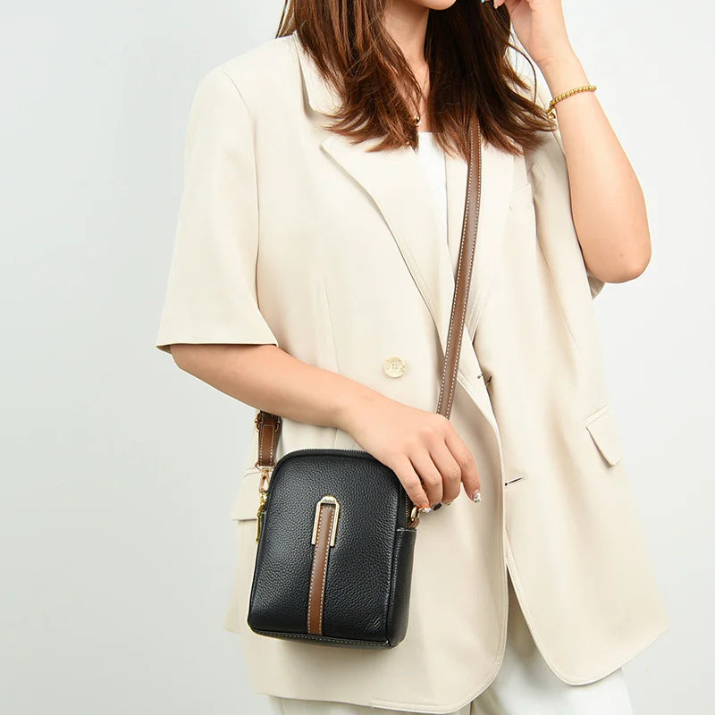 Bolsa Transversal Feminina Pequena Aurora, bolsa preta, bolsa de couro, bolsa casual, bolsa elegante, bolsa feminina, bolsa pequena, bolsa minimalista - lojamillani