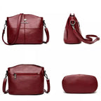 Bolsa de Couro Transversal Feminina à Prova D'Água Balida, Bolsa de Couro à Prova D'Água Balida, Bolsa Feminina de Couro, Bolsa de Couro Impermeável, Bolsa de Couro Media, Bolsa Vermelha - lojamillani