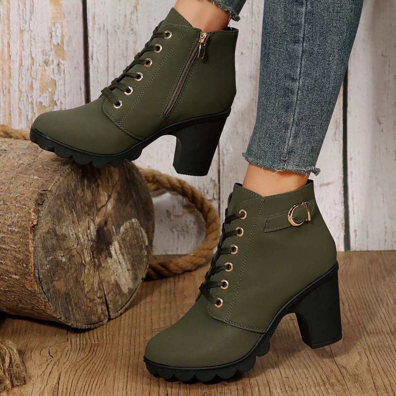 Bota Feminina de Couro Salto Alto Dallas, Bota Verde Salto Alto, Bota de Couro Salto Alto, Bota Salto Alto de Couro, Bota Feminina Couro, Bota Verde - lojamillani