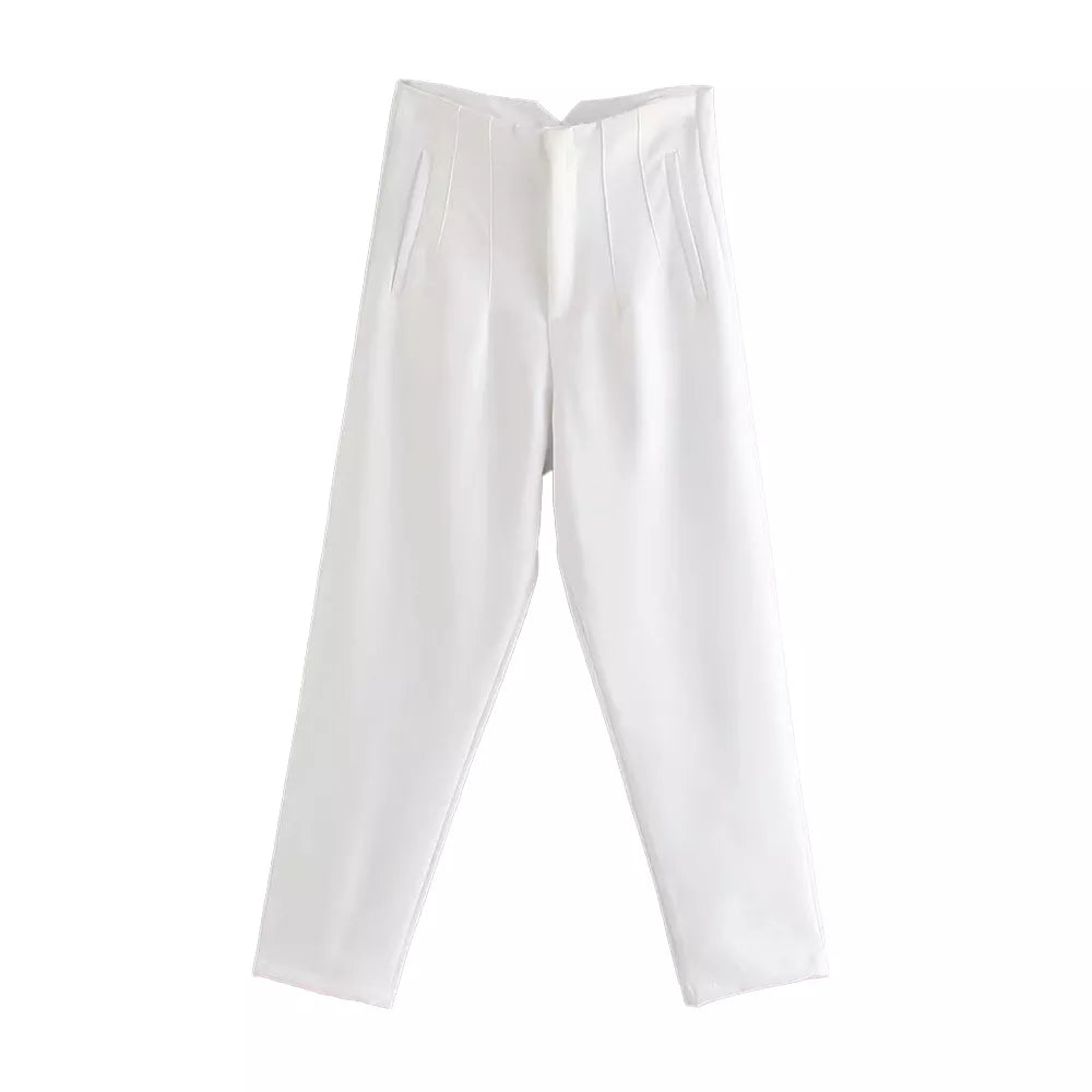 Calça Feminina Alfaiataria Social Cós Alto Laurent, Calça Branca, Calça Alfaiataria, Calça Cós Alto, Calça Social, Calça Feminina Cintura Alta, Calça Feminina Social - lojamillani