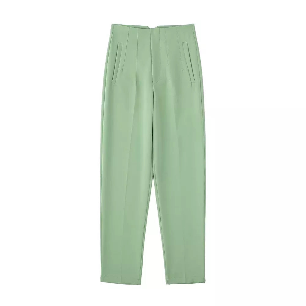 Calça Feminina Alfaiataria Social Cós Alto Laurent, Calça Verde, Calça Alfaiataria, Calça Cós Alto, Calça Social, Calça Feminina Cintura Alta, Calça Feminina Social - lojamillani