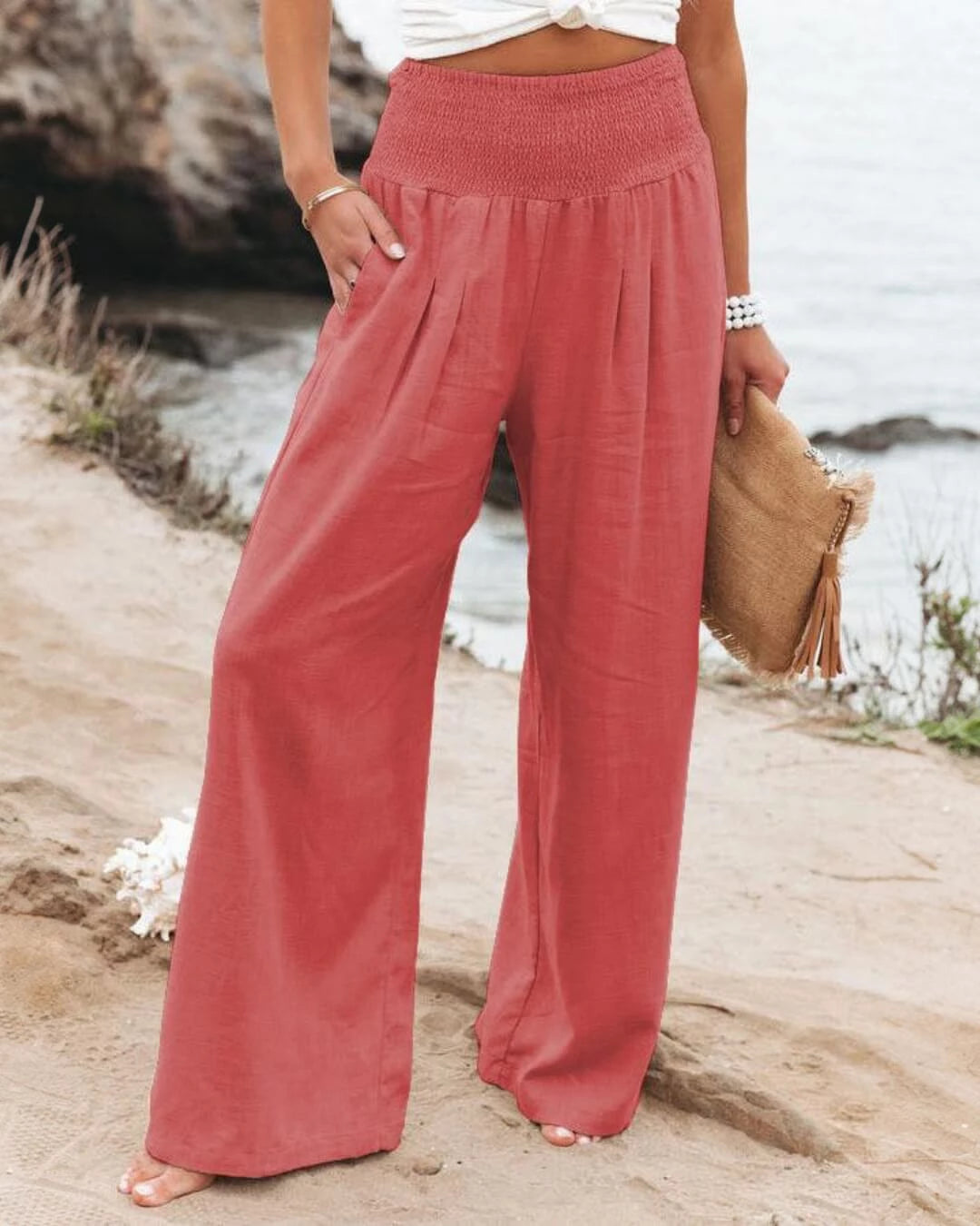 Calça Wide Leg Rosa Feminina Cintura Alta em Seda Aurora Millani, Calça Rosa, Calça Cintura Alta, Calça em Seda, Calça Cos Alto - lojamillani