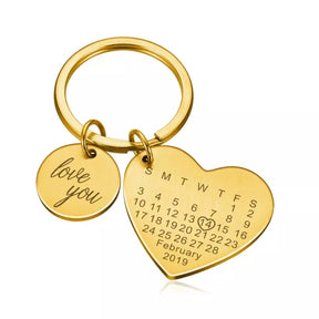 Chaveiro de Calendário Personalizado com Data Mês e Ano, Chaveiro com Data Especial, Chaveiro de Casal, Chaveiro Personalizado, Chaveiro Calendário, Chaveiro Dourado - lojamillani