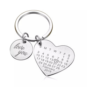 Chaveiro de Calendário Personalizado com Data Mês e Ano, Chaveiro com Data Especial, Chaveiro de Casal, Chaveiro Personalizado, Chaveiro Calendário, Chaveiro Prata - lojamillani