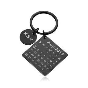 Chaveiro de Calendário Personalizado com Data Mês e Ano, Chaveiro com Data Especial, Chaveiro de Casal, Chaveiro Personalizado, Chaveiro Calendário, Chaveiro Preto - lojamillani