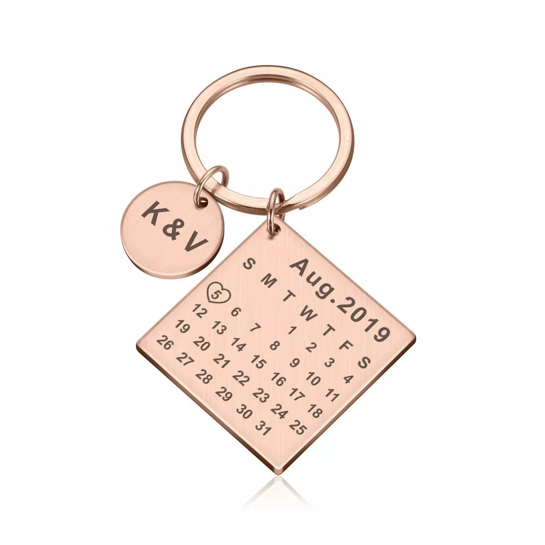 Chaveiro de Calendário Personalizado com Data Mês e Ano, Chaveiro com Data Especial, Chaveiro de Casal, Chaveiro Personalizado, Chaveiro Calendário, Chaveiro Rosé - lojamillani