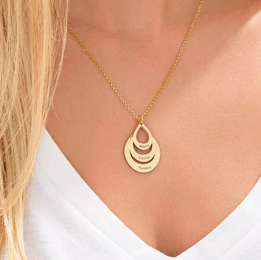 Colar Personalizado com Nome Vinculo Eterno, Colar Dourado, Colar Personalizado Dourado, Colar com Nomes, Colar de Elos com Nomes, Colar de Gotas com Nomes, Colar do Dia das Mães - lojamillani