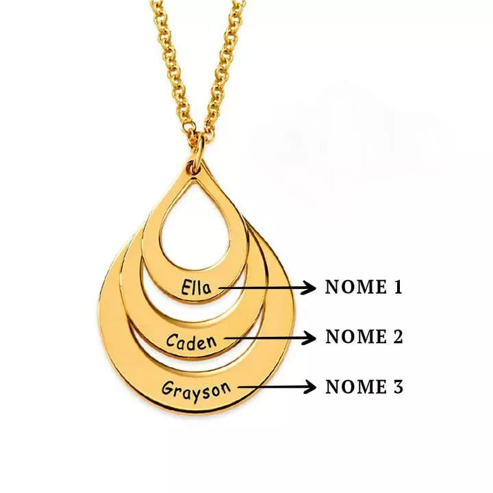 Colar Personalizado com Nome Vinculo Eterno, Colar Dourado, Colar Personalizado Dourado, Colar com Nomes, Colar de Elos com Nomes, Colar de Gotas com Nomes, Colar do Dia das Mães - lojamillani