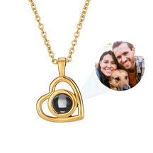 Colar de casal, presente perfeito para namorada, colar de coração, Colar Dourado, Colar de Coração Personalizado Perolado com Foto LoveYou - lojamillani