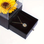 Colar de Girassol Feminino com Caixa Exclusiva e Flor Especial, colar dourado, colar girassol, colar para presente, colar com caixa especial, colar girassol com flor, pingente de girassol, colar girassol para presente - lojamillani