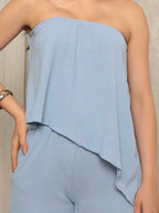 Conjunto Feminino Short e Blusa Kiara, conjunto feminino azul claro, conjunto feminino verão, conjunto blusa e short, conjunto camisa e short feminino - lojamillani