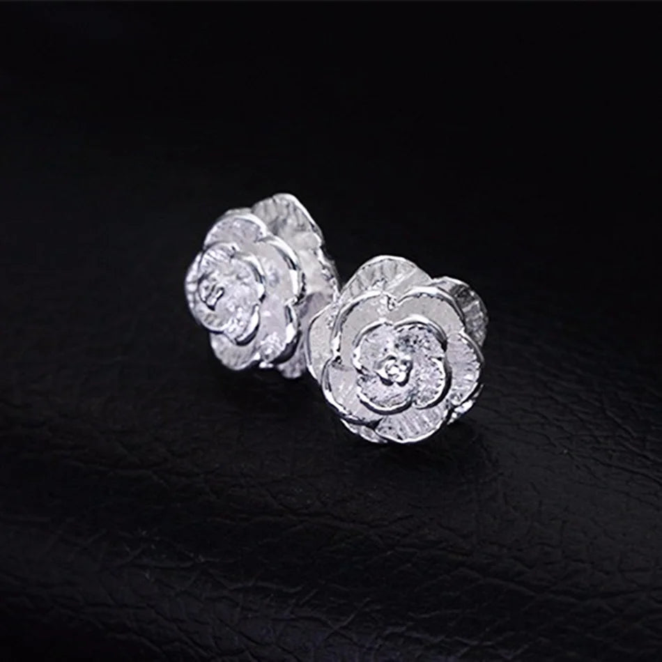 Conjunto Feminino de Prata 925 Rosa Eterna, conjunto prata 925, colar prata 925, pulseira prata 925, brinco prata 925, conjunto feminino prata 925, acessórios de prata - lojamillani