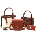 Kit de Bolsas Femininas Elegantes Santorini, bolsa marrom, kit bolsas, bolsa transversal, bolsa de ombro, bolsa de mão, bolsa com alça removível, bolsa elegante, bolsa santorini - lojamillani