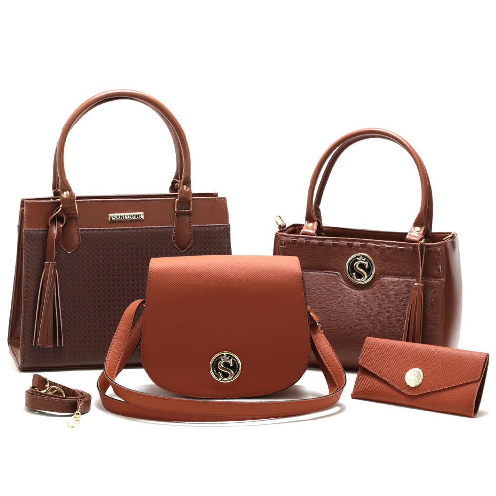 Kit de Bolsas Femininas Elegantes Santorini, bolsa marrom, kit bolsas, bolsa transversal, bolsa de ombro, bolsa de mão, bolsa com alça removível, bolsa elegante, bolsa santorini - lojamillani