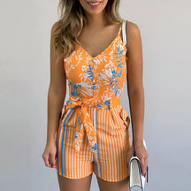Macacão Curto Feminino de Verão Aloha, macacão laranja, macacão justinho, macacão verão, macacão curto, macacão confortavel - lojamillani