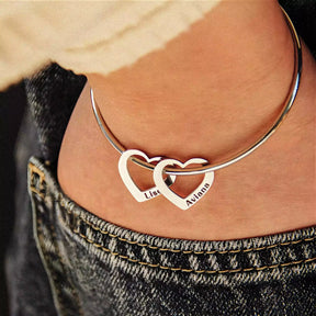 Pulseira Feminina Personalizada com Nome Amor Incondicional, Pulseira Prata, Pulseira com Pingente de Coração, Pulseira com Nomes, Pulseira Personalizada - lojamillani