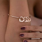 Pulseira Feminina Personalizada com Nome Amor Incondicional, Pulseira Rosé, Pulseira com Pingente de Coração, Pulseira com Nomes, Pulseira Personalizada - lojamillani