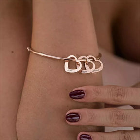 Pulseira Feminina Personalizada com Nome Amor Incondicional, Pulseira Rosé, Pulseira com Pingente de Coração, Pulseira com Nomes, Pulseira Personalizada - lojamillani