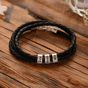 Pulseira Masculina Personalizada com Nome Homem de Honra, Pulseira Preta, Pulseira Personalizada com Nomes, Pulseira Masculina Preta, Pulseira Trançada, Pulseira com Pingente de Aço - lojamillani