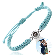 Pulseira de Casal Personalizada com Foto Especial LoveLink, Pulseira Azul com Foto, Pulseira de Casal, Pulseira Para Presente, Pulseira Trançada - lojamillani