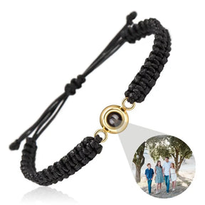 Pulseira de Casal Personalizada com Foto Especial LoveLink, Pulseira Preta com Foto, Pulseira de Casal, Pulseira Para Presente, Pulseira Trançada - lojamillani