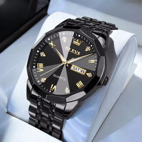 Relógio Masculino de Luxo Diamond, Relógio Masculino Preto, Relógio Preto, Relógio Masculino Pulseira Preta, Relógio Masculino a Prova D'água, Relógio Resistente, Relógio de Luxo - lojamillani