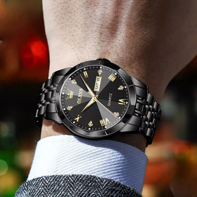 Relógio Masculino de Luxo Diamond, Relógio Masculino Preto, Relógio Preto, Relógio Masculino Pulseira Preta, Relógio Masculino a Prova D'água, Relógio Resistente, Relógio de Luxo - lojamillani