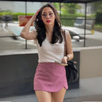 Short Saia Curto Feminino Alfaiataria Summer, short saia rosa, shorts saia envelope, short saia transpassado, short saia curto, short saia alfaiataria - lojamillani