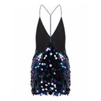 Vestido Feminino Curto Preto com Brilho Paetê GlowUP, vestido preto, vestido curto preto, vestido com brilho, vestido de festa com brilho, vestido de paetê, vestido de paetê - lojamillani