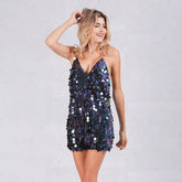 Vestido Feminino Curto Preto com Brilho Paetê GlowUP, vestido preto, vestido curto preto, vestido com brilho, vestido de festa com brilho, vestido de paetê, vestido de paetê - lojamillani