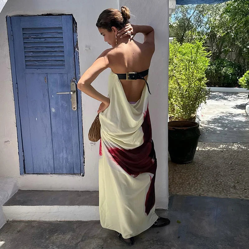 Vestido Feminino Longo Tomara Que Caia Flor do Verão, vestido sem alças, vestido longo branco tomara que caia, vestido festa tomara que caia longo, vestido tomara que caia, vestido branco - lojamillani