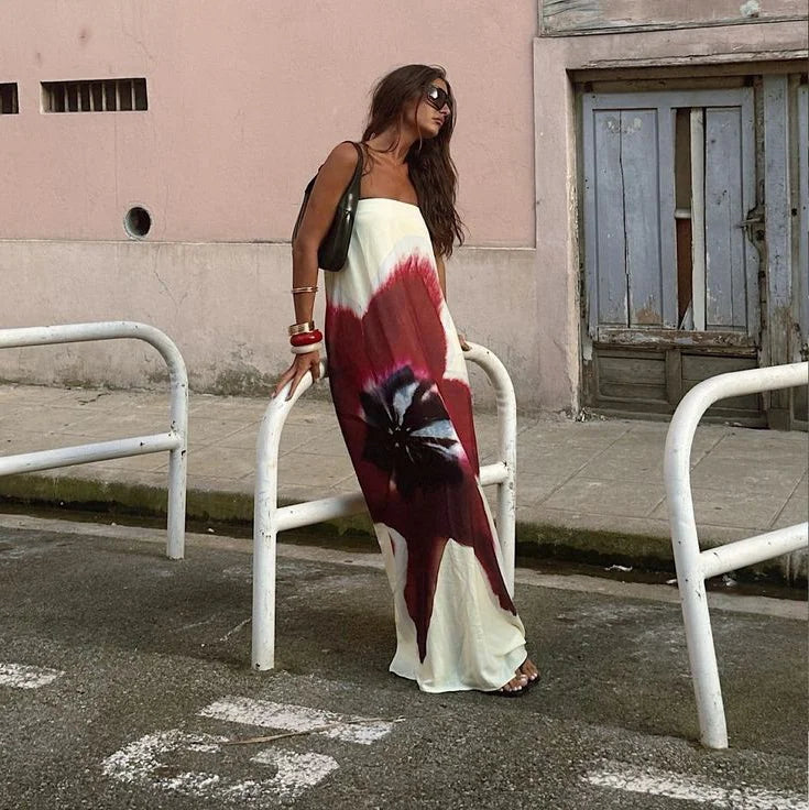 Vestido Feminino Longo Tomara Que Caia Flor do Verão, vestido sem alças, vestido longo branco tomara que caia, vestido festa tomara que caia longo, vestido tomara que caia, vestido branco - lojamillani