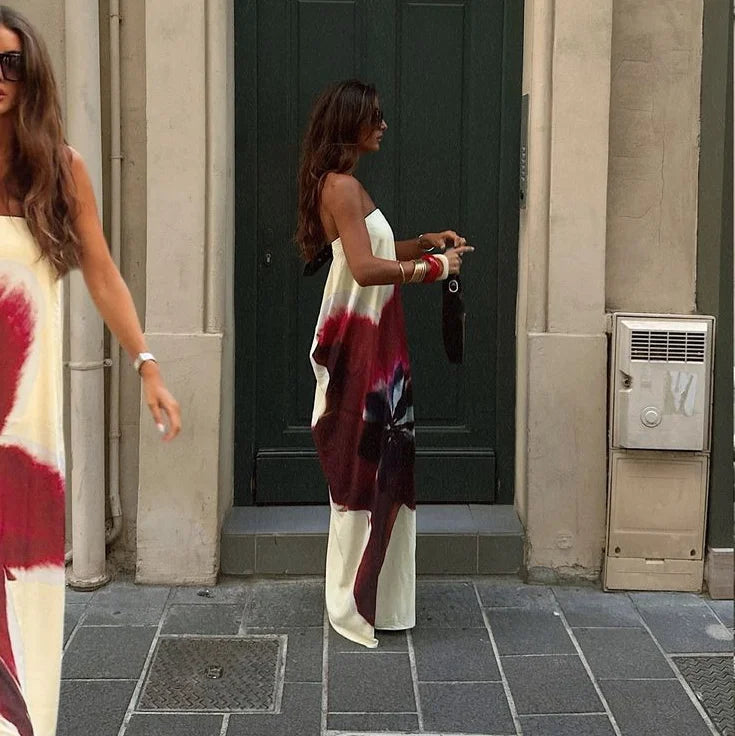 Vestido Feminino Longo Tomara Que Caia Flor do Verão, vestido sem alças, vestido longo branco tomara que caia, vestido festa tomara que caia longo, vestido tomara que caia, vestido branco - lojamillani