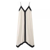 Vestido Feminino Longo de Alcinha Decote V Pérola