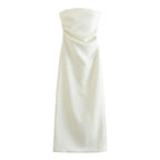 Vestido Feminino Midi Tubinho Tomara Que Caia Elise, vestido branco, vestido tomara que caia, vestido midi, vestido tubinho, vestido midi com fenda, vestido elegante - lojamillani
