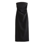 Vestido Feminino Midi Tubinho Tomara Que Caia Elise, vestido preto, vestido tomara que caia, vestido midi, vestido tubinho, vestido midi com fenda, vestido elegante - lojamillani